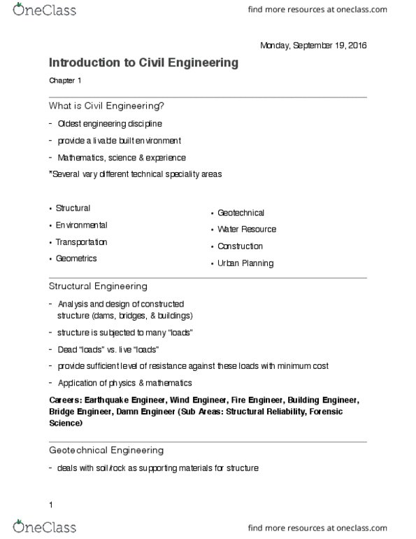 CE 101 Lecture Notes - Lecture 1: Intelligent Transportation System, Geotechnical Engineering, Coastal Engineering thumbnail