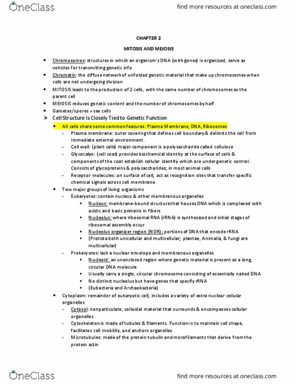 BIO 352 Chapter Notes - Chapter 2: Spermiogenesis, Tubulin, S Phase thumbnail