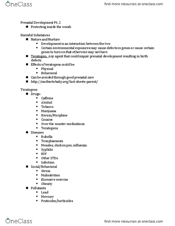 PSY 322 Lecture Notes - Lecture 3: Prenatal Care, Methamphetamine, Longitudinal Study thumbnail