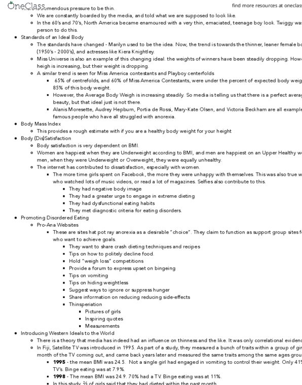 Psychology 1000 Lecture Notes - Lecture 18: Anorectic, William Gull, Cortisol thumbnail