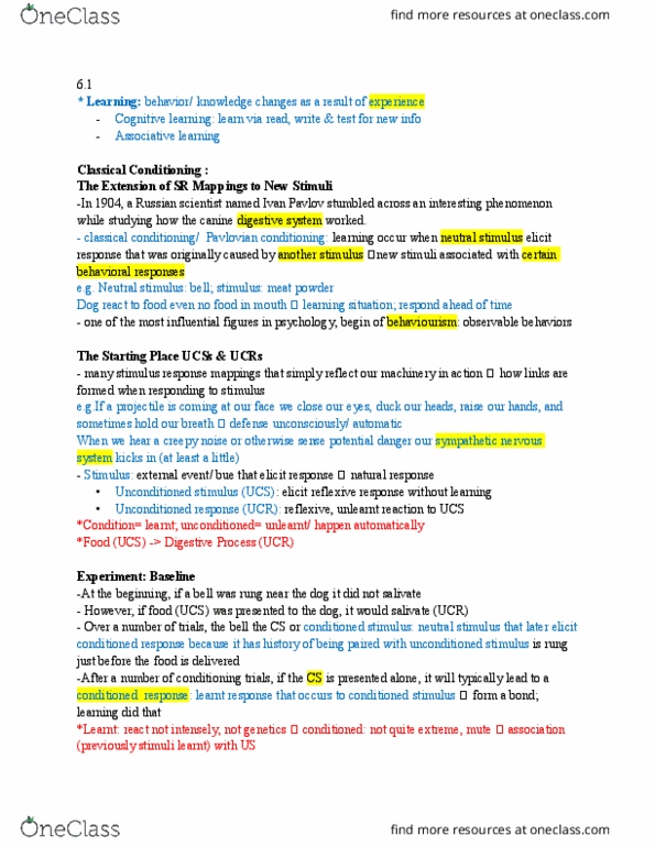 PSY100H1 Chapter Notes - Chapter 6: Nucleus Accumbens, Drug Tolerance, Learning thumbnail