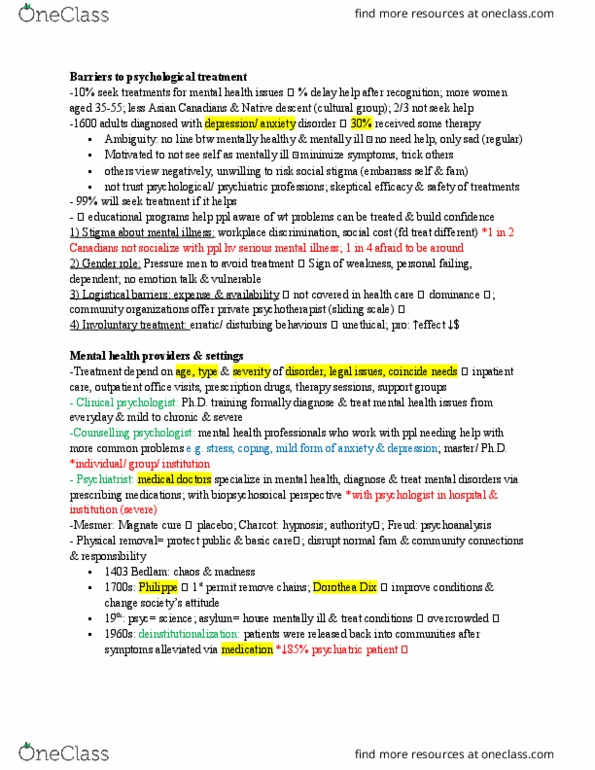 PSY100H1 Chapter Notes - Chapter 16: Social Cost, Monoamine Oxidase, Panic Attack thumbnail