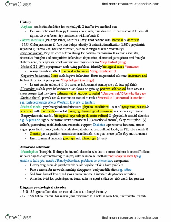 PSY100H1 Chapter Notes - Chapter 15: Schizotypal Personality Disorder, Biopsychosocial Model, Generalized Anxiety Disorder thumbnail