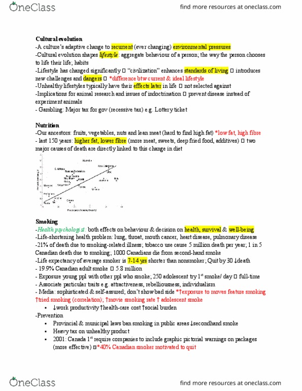 PSY100H1 Chapter Notes - Chapter 14: Cultural Evolution, Deep Frying, Neurotransmitter thumbnail