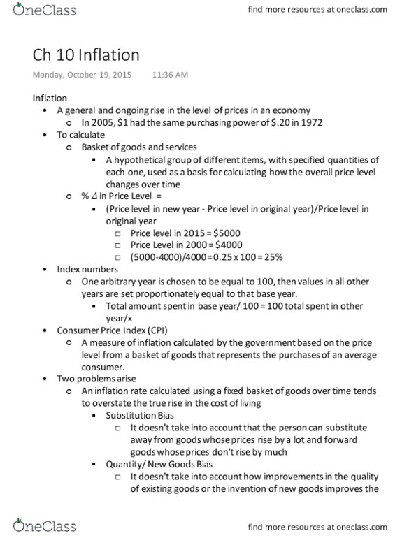 EC 202 Lecture Notes - Lecture 10: Gdp Deflator, Price Level, Real Interest Rate thumbnail