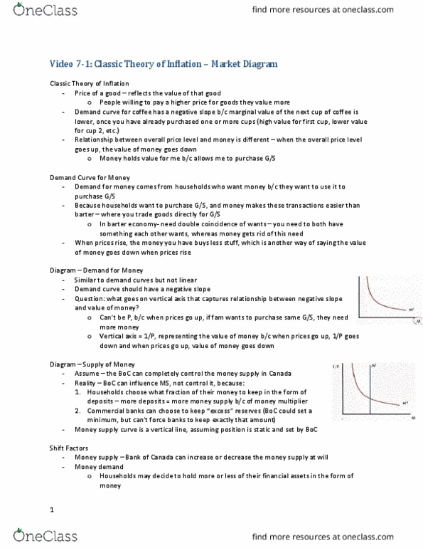ECON 1BB3 Lecture Notes - Lecture 7: Demand For Money, Relative Price, Money Multiplier thumbnail