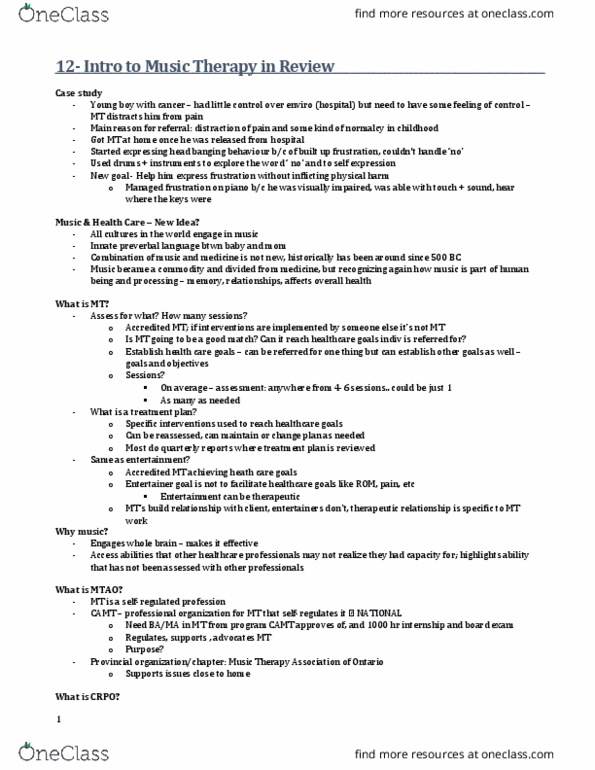 MUSIC 2MT3 Lecture Notes - Lecture 12: Speech-Language Pathology, Precomposed Character, Free Improvisation thumbnail