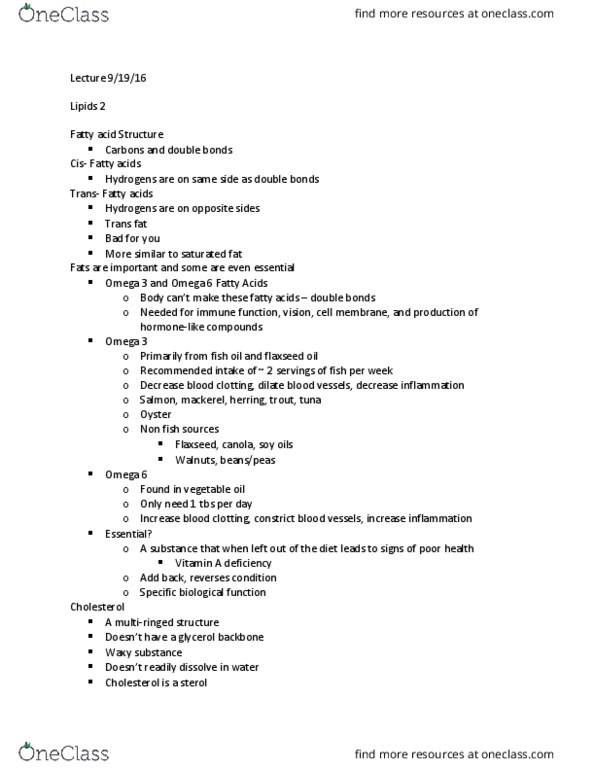 HUMNNTR 2210 Lecture Notes - Lecture 11: Omega-3 Fatty Acid, Saturated Fat, Fish Oil thumbnail