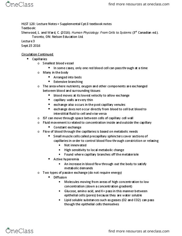 HLSC-128 Chapter Notes - Chapter 8: Vise, Oncotic Pressure, Red Blood Cell thumbnail