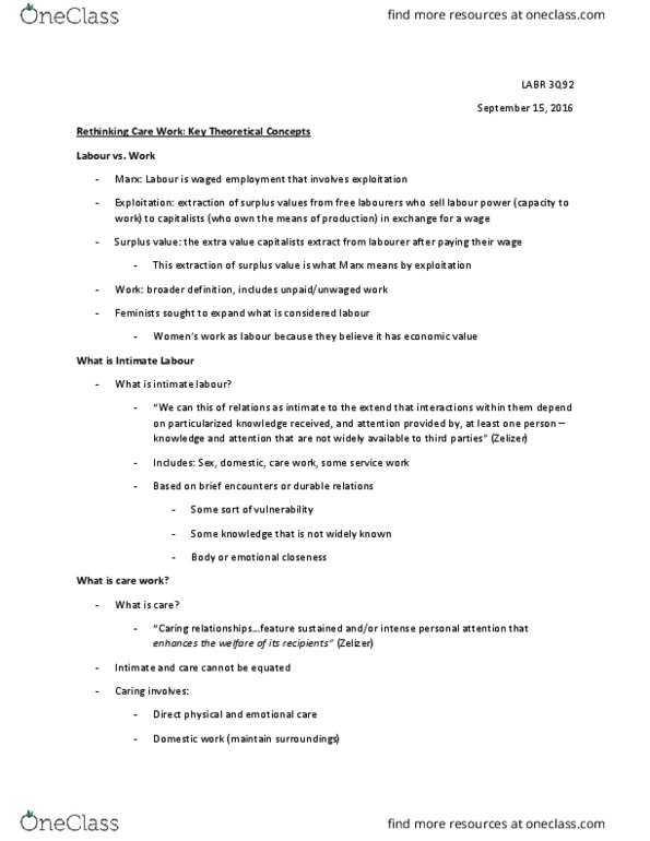 LABR 3Q92 Lecture Notes - Lecture 1: Social Reproduction, Devaluation, Homeless Shelter thumbnail