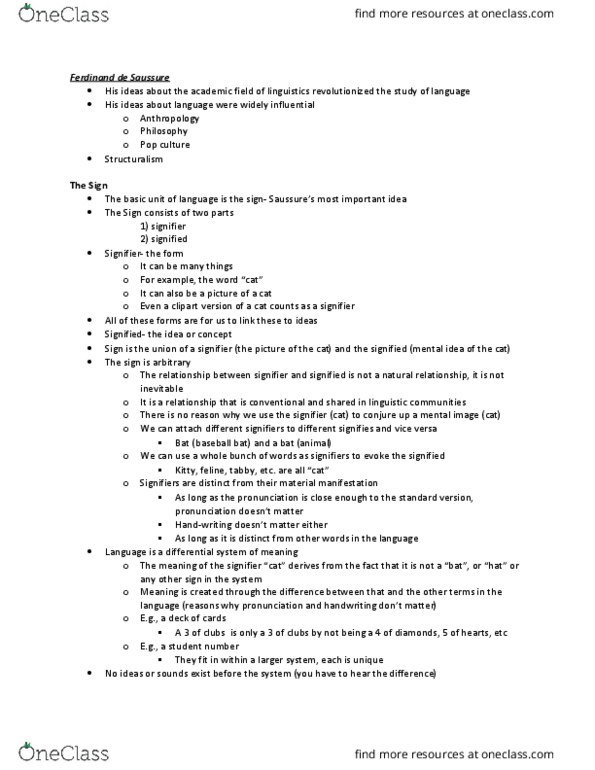 Media, Information and Technoculture 2200F/G Lecture Notes - Lecture 1: Semiotics, Yellow Arrow, Integrability Conditions For Differential Systems thumbnail