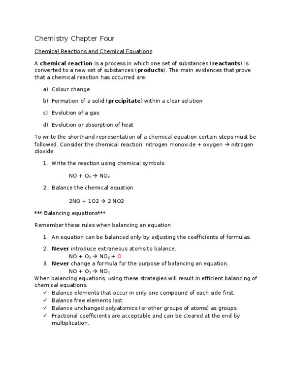 CHEM 222 Chapter Notes - Chapter 4: Chemical Equation, Cyclohexanol, Volumetric Flask thumbnail