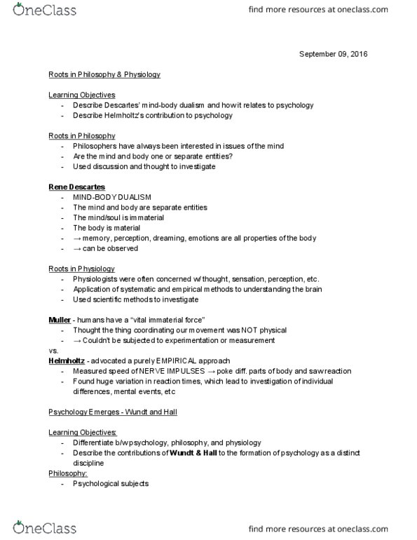 PSYC 101 Lecture Notes - Lecture 1: Wilhelm Wundt thumbnail