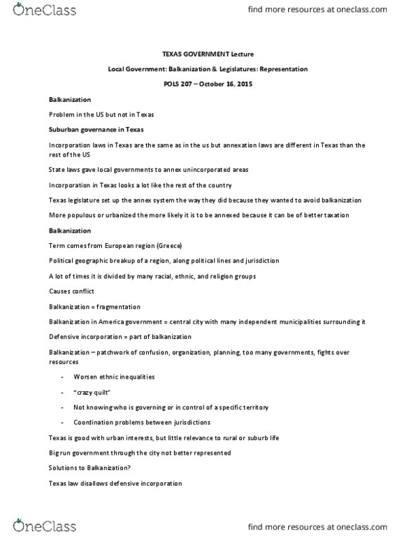 POLS 207 Lecture Notes - Lecture 16: Balkanization thumbnail
