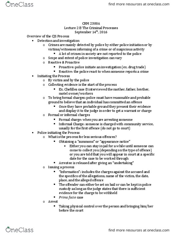 CRM 2300 Lecture Notes - Lecture 2: Arraignment, Psychoactive Drug, Formal Charge thumbnail