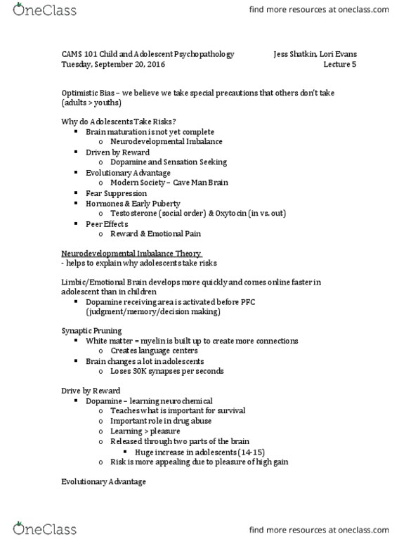 CAMS-UA 101 Lecture Notes - Lecture 5: Anxiety Disorder, Driving Simulator, Inter-Rater Reliability thumbnail