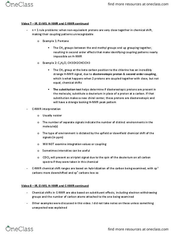 CHEM 344 Chapter Notes - Chapter 3: Chemical Shift, Pentane, Geminal thumbnail