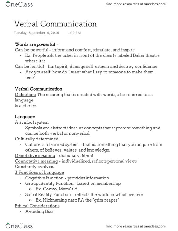 COMS 1010 Lecture 3: Verbal Communication thumbnail