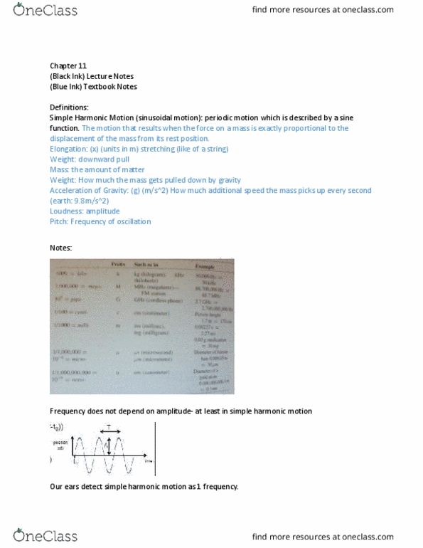 PHYSICS 109 Lecture Notes - Lecture 1: Simple Harmonic Motion thumbnail