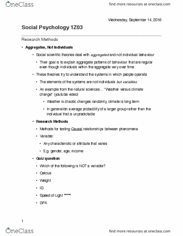 SOCPSY 1Z03 Lecture Notes - Lecture 4: Ice Cream, Dependent And Independent Variables, The Control Group thumbnail