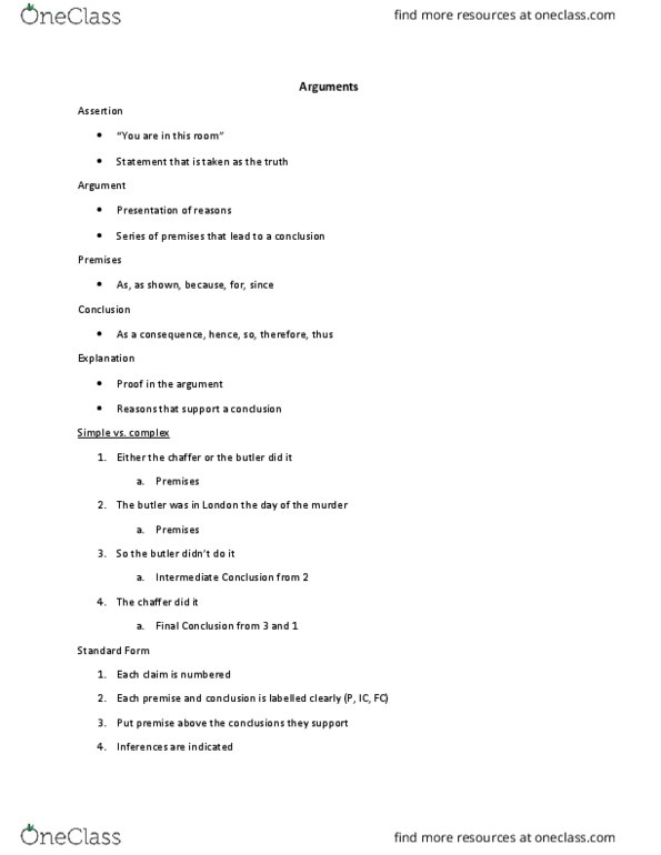 PHI 1101 Lecture Notes - Lecture 1: The Butler thumbnail