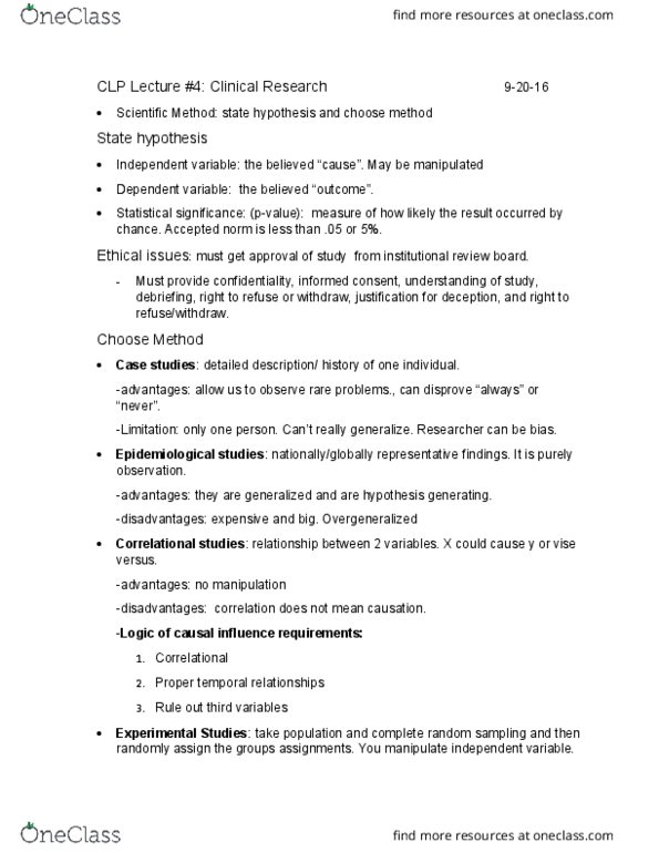 CLP-4143 Lecture Notes - Lecture 4: Statistical Significance, Institutional Review Board, Vise thumbnail