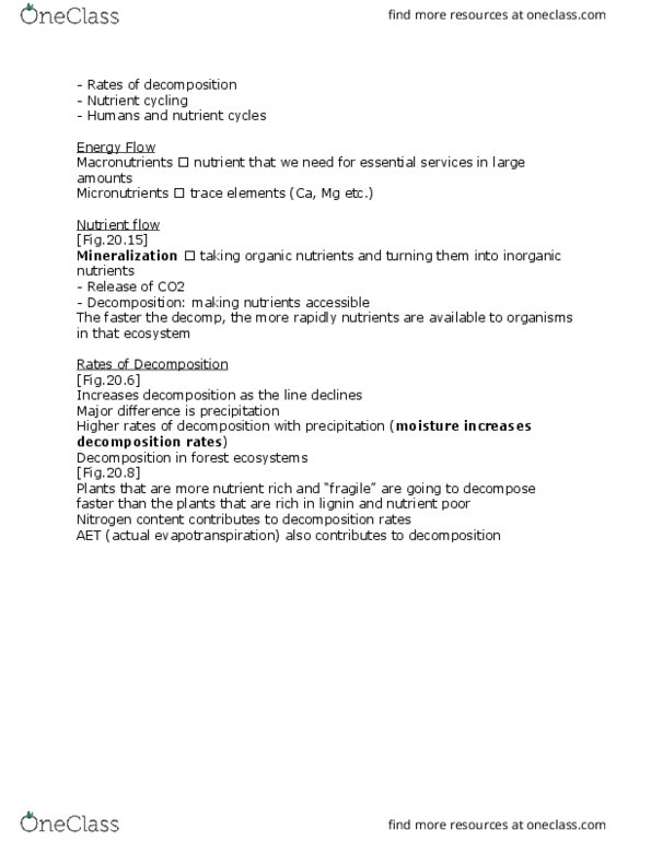 BIOL208 Lecture Notes - Lecture 32: Nitrogen Cycle, Evapotranspiration, Carbon Cycle thumbnail