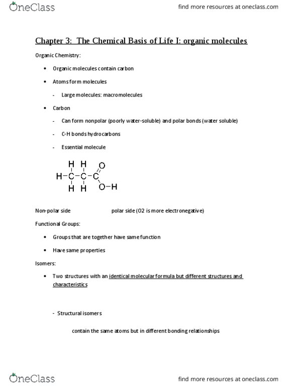 BIO 111 Lecture Notes - Lecture 3: Glycosidic Bond, Chemical Formula, Mirror Image thumbnail