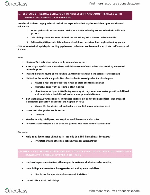 Psychology 3225A/B Chapter Notes - Chapter 3: Dominance (Genetics), Psychosexual Development, Steroid thumbnail