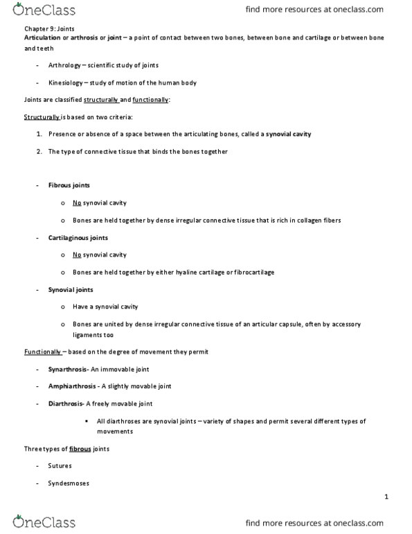 KINESIOL 1A03 Lecture Notes - Lecture 9: Dense Irregular Connective Tissue, Anterior Tibiofibular Ligament, Hyaline Cartilage thumbnail