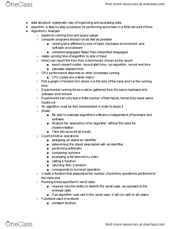 CMPSC 122 Chapter Notes - Chapter 3: Algorithmic Efficiency, Logarithm, Linear Function thumbnail