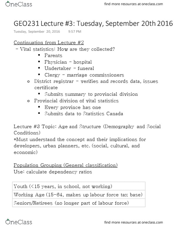 GEO 231 Lecture Notes - Lecture 3: Baby Boomers, Dependency Ratio, Population Ageing thumbnail