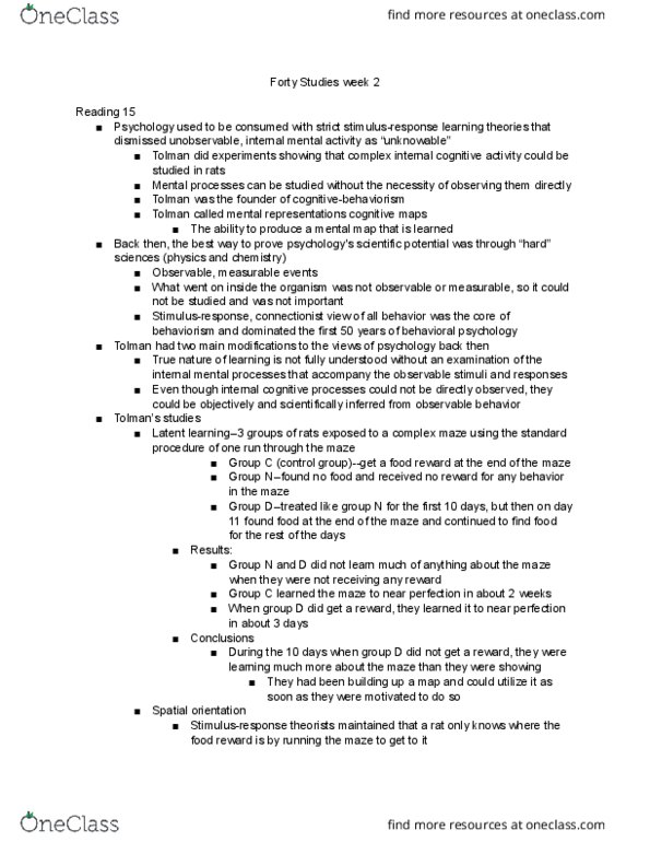 PSYCH 111 Chapter Notes - Chapter 15: Connectionism, Behaviorism thumbnail
