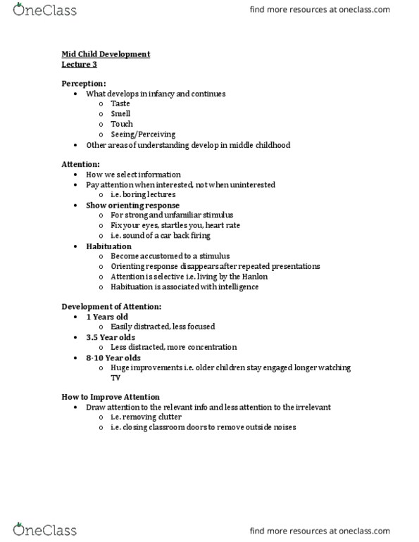 FRHD 2270 Lecture Notes - Lecture 3: Orienting Response, Learning Disability, Habituation thumbnail