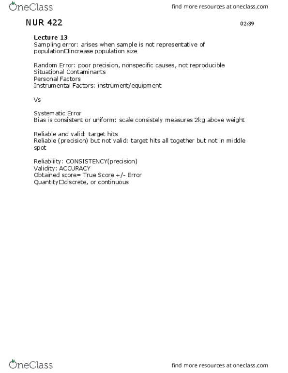 NUR1 422 Lecture Notes - Lecture 13: Audit Trail, Correlation And Dependence, Standard Deviation thumbnail