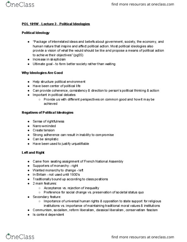 POL 101W Lecture Notes - Lecture 3: Classical Liberalism, Seating Assignment, Economic Globalization thumbnail