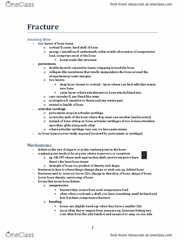 KINESIOL 3K03 Lecture Notes - Lecture 5: Avulsion Fracture, Human Leg, Hyaline Cartilage thumbnail