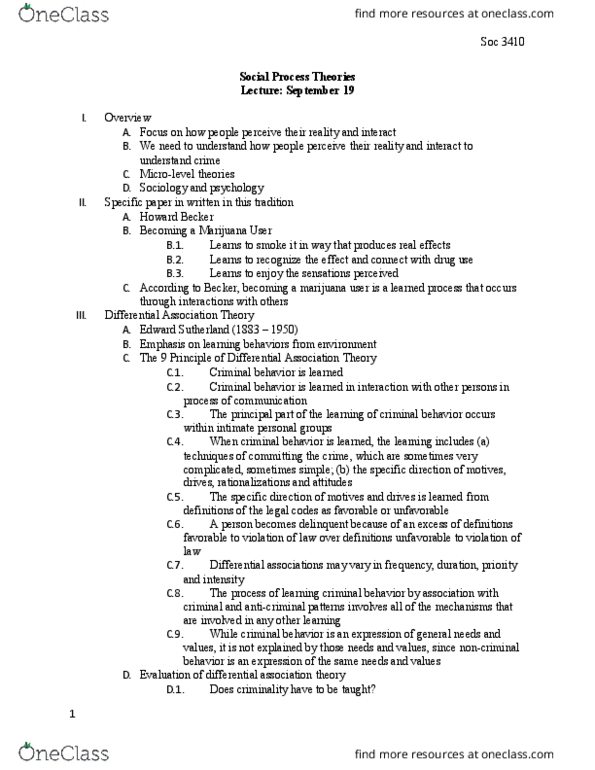 SOCIOL 3410 Lecture Notes - Lecture 4: Differential Association, Dunne D.5, Single Parent thumbnail