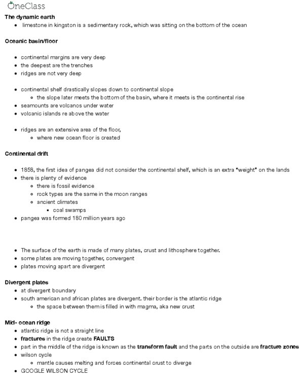 GEOL 104 Lecture Notes - Lecture 3: Continental Drift, Mid-Ocean Ridge, Continental Crust thumbnail