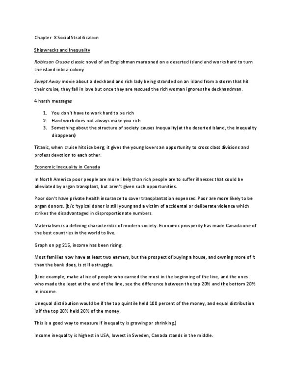 SOC 503 Lecture Notes - Gini Coefficient, Social Mobility, Social Stratification thumbnail