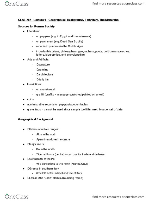 CLAS202 Lecture 1: Lecture1-GeographicalBackgroundEarlyItalyTheMonarchs thumbnail
