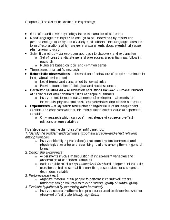 PSY 102 Lecture Notes - Descriptive Statistics, Operational Definition, Habituation thumbnail