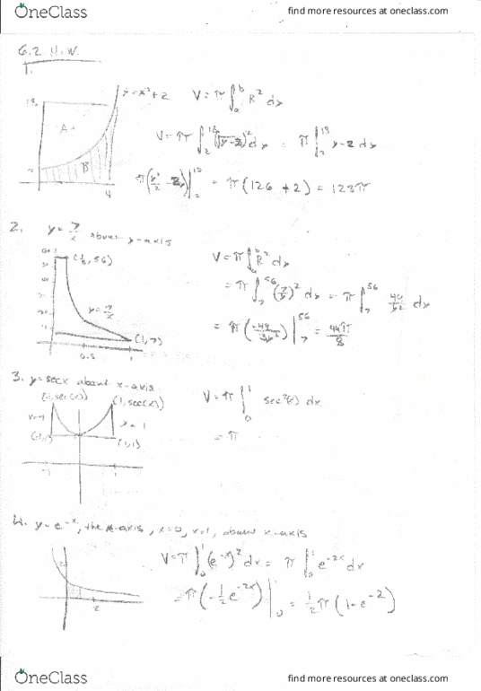 MATH 2202 Chapter 6-2: Sect. 6.2 Volume of a Solid Revolution - Disks and Washers Problems Worked Out thumbnail