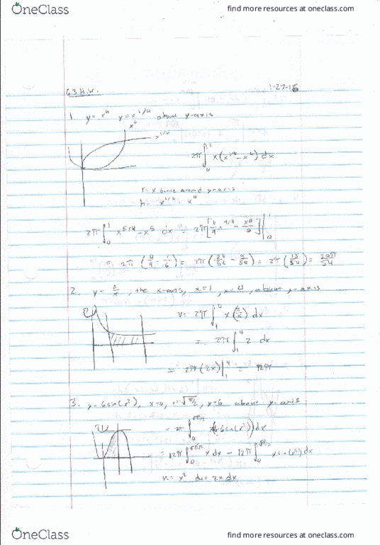 MATH 2202 Chapter 6-3: Sect. 6.3 Volume of a Solid Revolution - Cylinderical Shells Problems Worked Out thumbnail