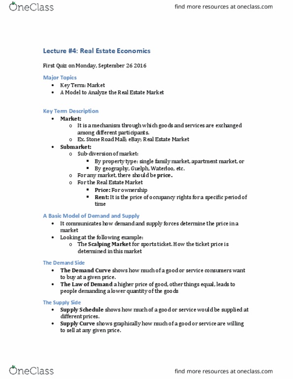 REAL 1820 Lecture Notes - Lecture 4: Demand Curve, Economic Equilibrium, Ebay thumbnail