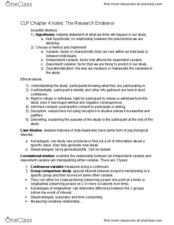 CLP-4143 Chapter Notes - Chapter 4: Null Hypothesis, Informed Consent, Dependent And Independent Variables thumbnail