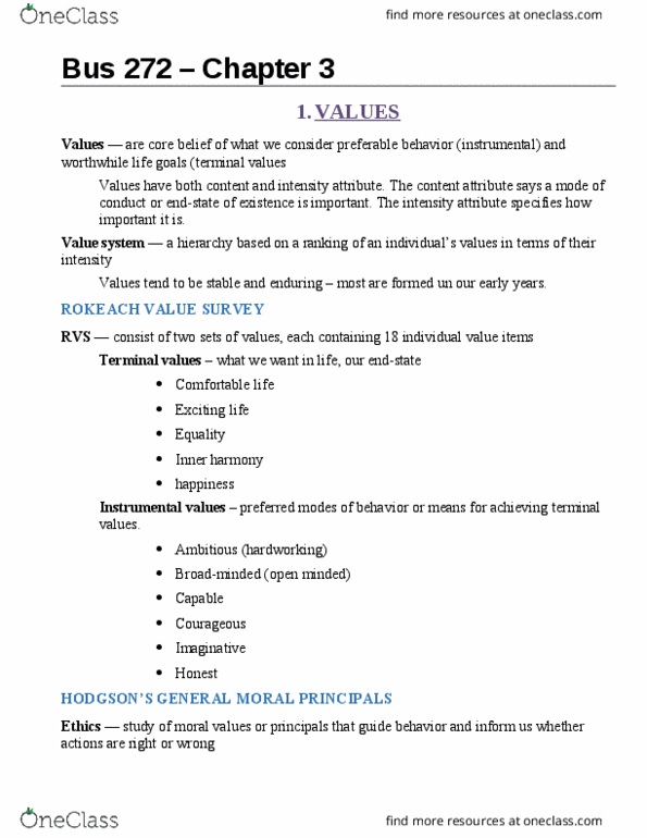 BUS 272 Chapter Notes - Chapter 3: Perceived Organizational Support, Job Satisfaction, Organizational Commitment thumbnail