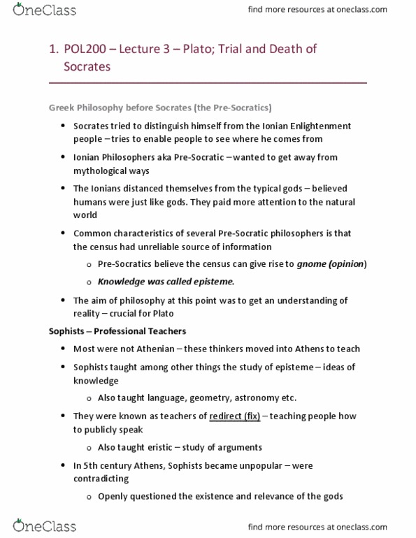 POL200Y5 Lecture Notes - Lecture 3: Episteme, Meletus, Eristic thumbnail