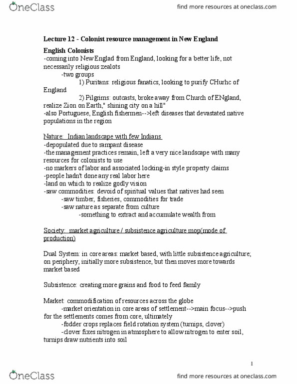 ESPM 50AC Lecture Notes - Lecture 12: New England English, Subsistence Agriculture, Crop Rotation thumbnail