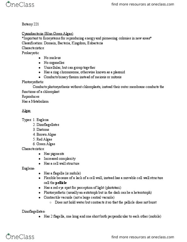 BIOL 221 Lecture Notes - Lecture 2: Contractile Vacuole, Petri Dish, Diatomaceous Earth thumbnail